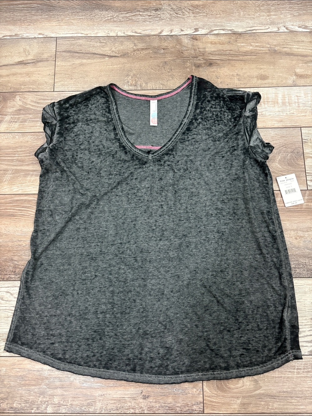 NWT Free People Beach Oversized Burn Out Tee Black Large